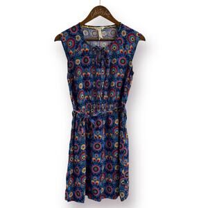 Matilda Jane Splendid Dress Blue Colorful Small Tie Keyhole Tie Waist